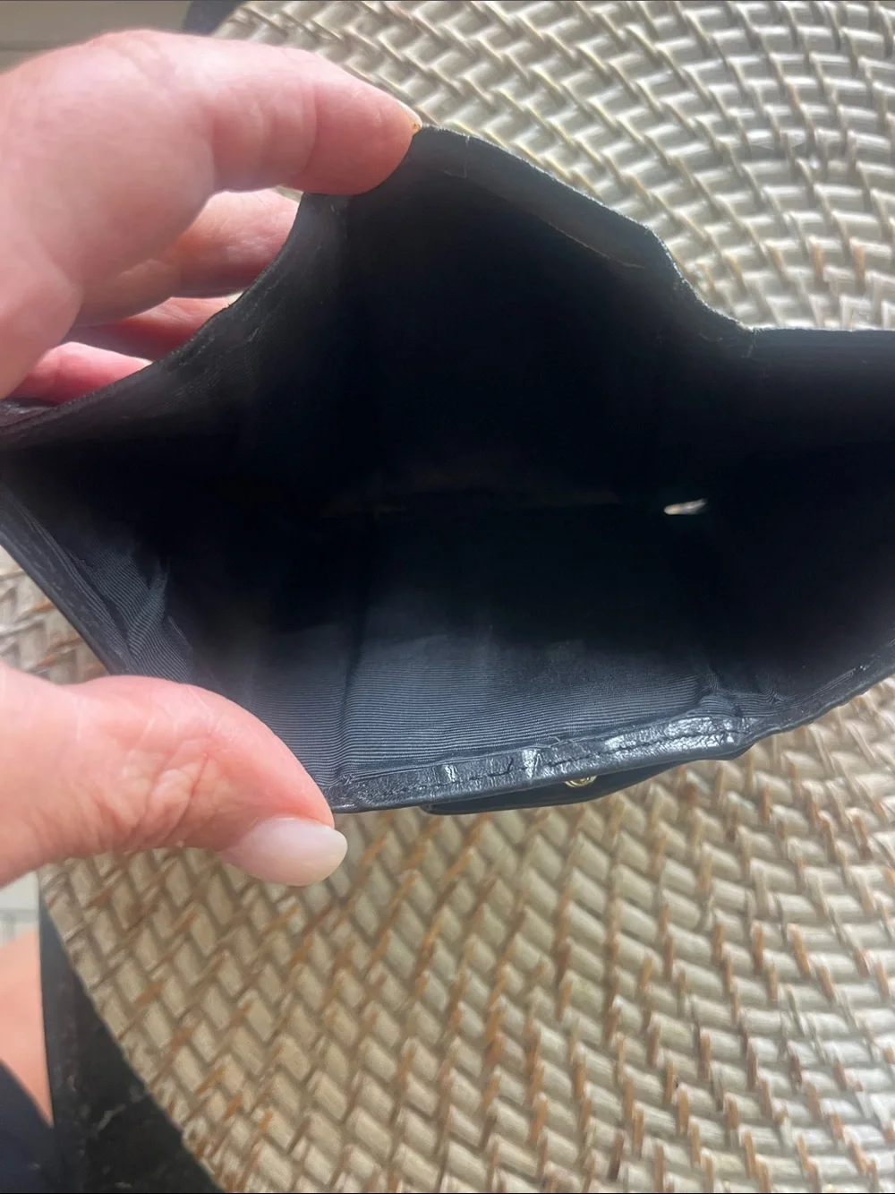 Vintage Princess Gardner black cowhide, leather wallet with change pouch